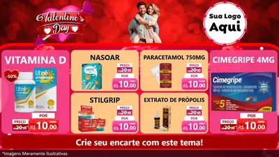 Modelo de TV para TV Horizontal com o tema Valentine's Day para Farmácia