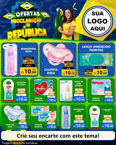 Modelo de Rede Social para Feed Instagram com o tema Ofertas Proclamação da República para Bebês