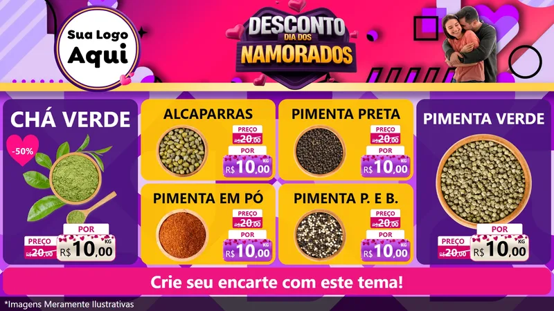 Modelo de TV para TV Horizontal com o tema Desconto Dia dos Namorados para Produtos Naturais