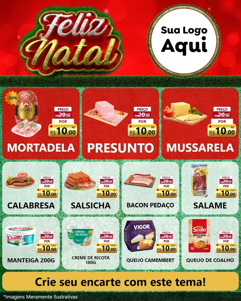 Modelo de Rede Social para Feed Instagram com o tema Feliz Natal para Frios e Laticínios