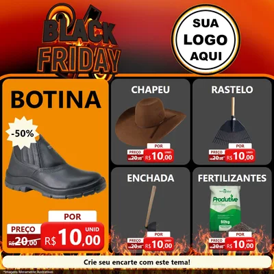 Modelo de Rede Social para Feed Facebook com o tema Black Friday para Agropecuária