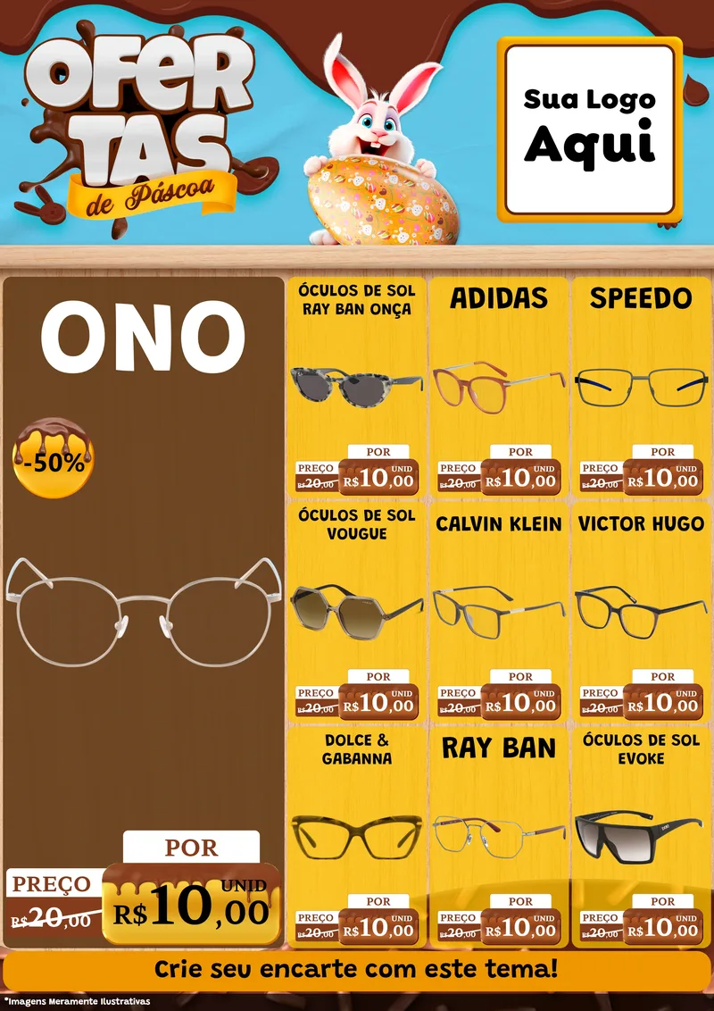 Modelo de Encarte para Encarte A4 Vertical com o tema Ofertas de Páscoa para Óticas