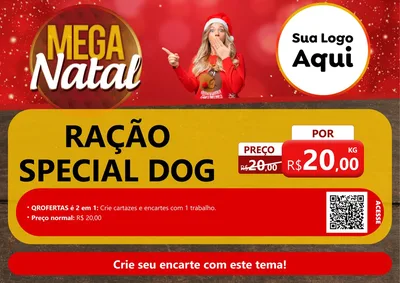 Modelo de Cartaz para Cartaz A4 Horizontal com o tema Mega Natal para Pet Shop