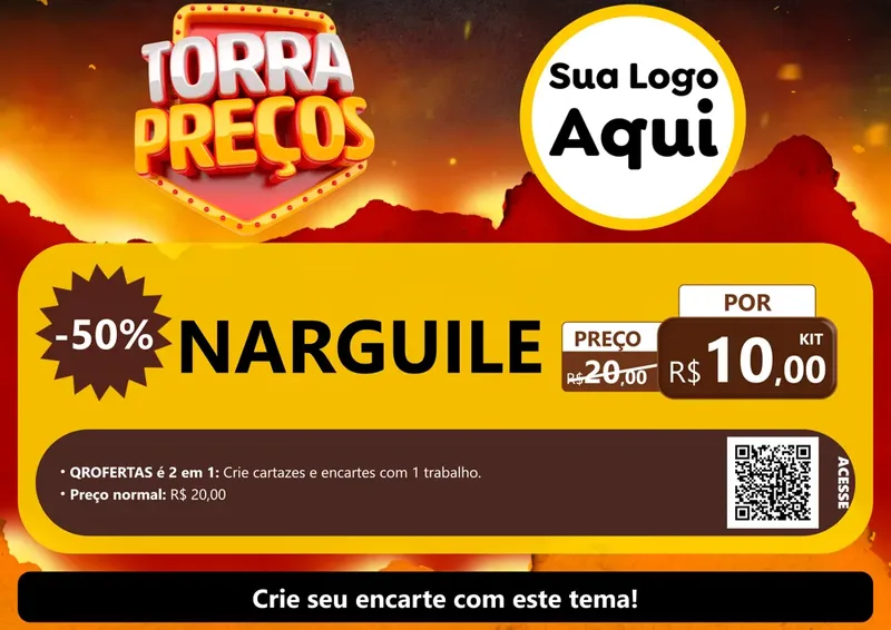 Modelo de Cartaz para Cartaz A4 Horizontal com o tema Torra Preços para Tabacaria