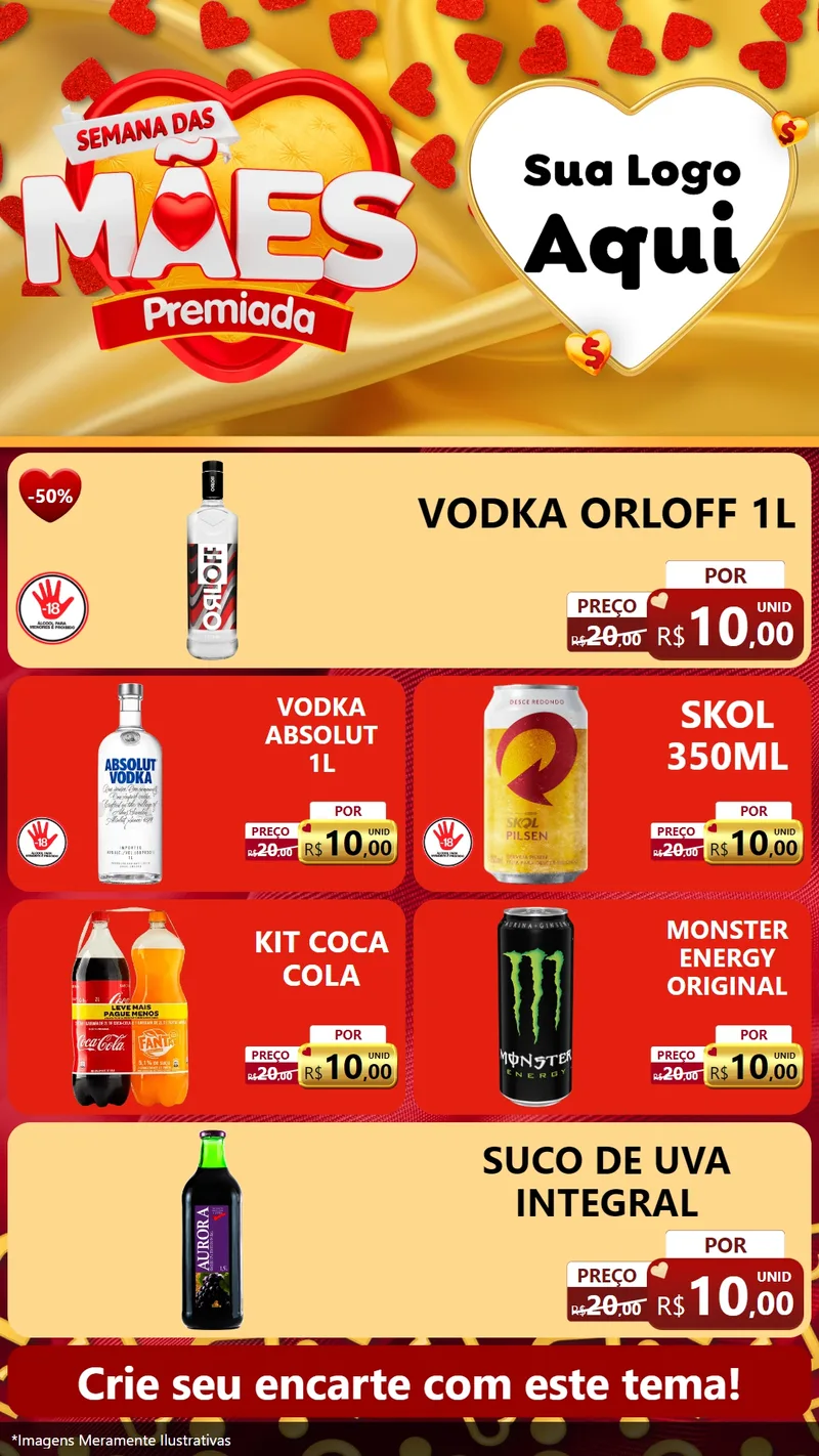 Modelo de TV para TV Vertical com o tema Semana das Mães Premiada para Distribuidora de bebidas