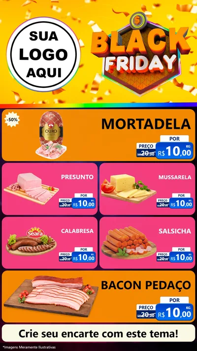 Modelo de TV para TV Vertical com o tema Black Friday para Frios e Laticínios
