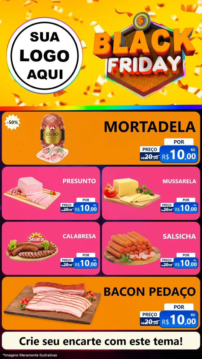 Modelo de TV para TV Vertical com o tema Black Friday para Frios e Laticínios