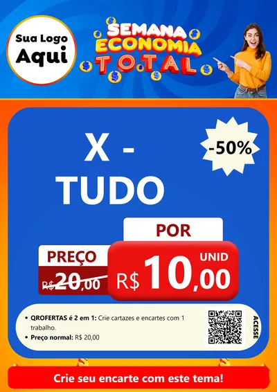 Modelo de Cartaz para Cartaz A4 Vertical com o tema Semana Economia Total para Hamburgueria