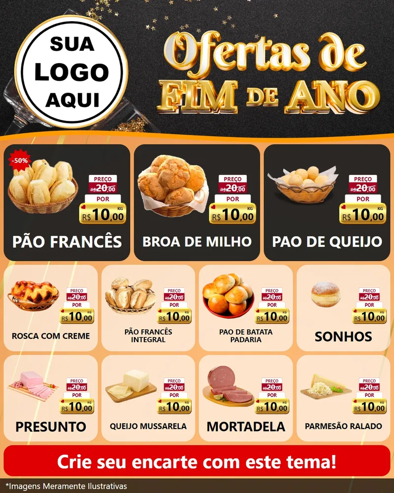 Modelo de Rede Social para Feed Instagram com o tema Ofertas de Fim de Ano para Padaria