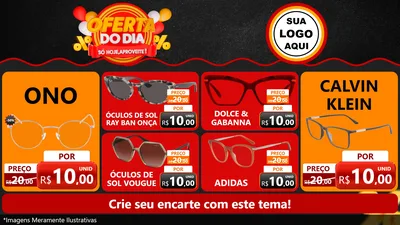 Modelo de TV para TV Horizontal com o tema Oferta do Dia - Só hoje, Aproveite! para Óticas
