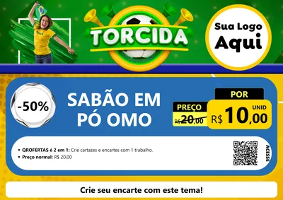 Modelo de Cartaz para Cartaz A4 Horizontal com o tema Torcida para Produtos de Limpeza