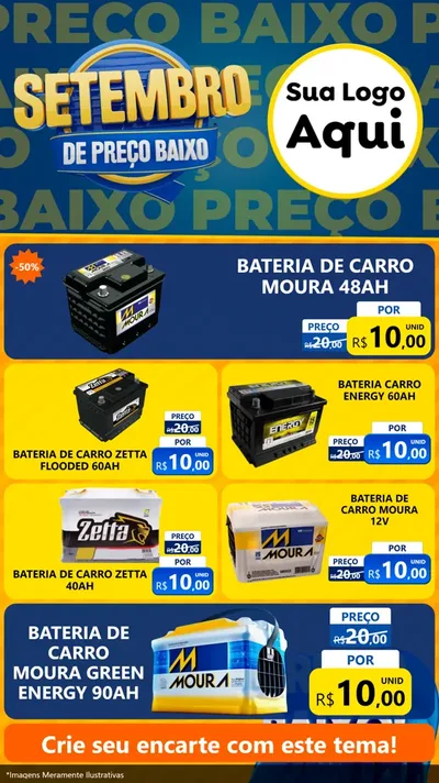 Modelo de TV para TV Vertical com o tema Setembro De Preço Baixo para Baterias Elétricas