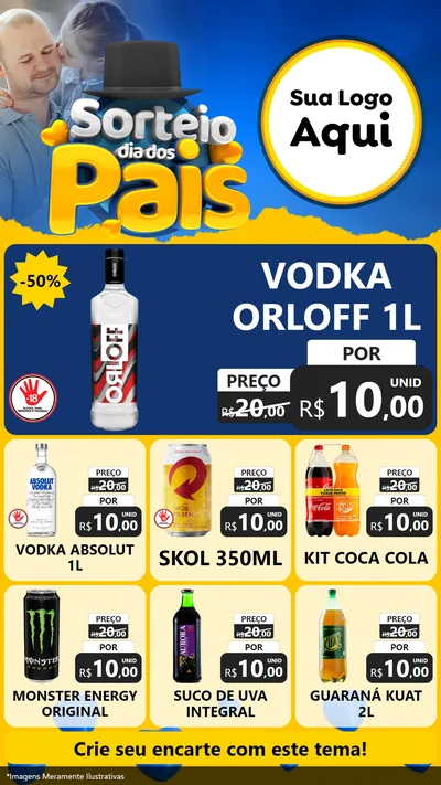 Modelo de Rede Social para Stories com o tema Sorteio Dia Dos Pais para Distribuidora de bebidas