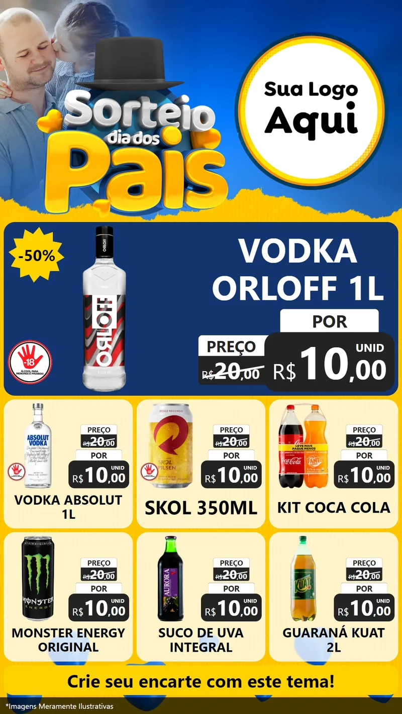 Modelo de Rede Social para Stories com o tema Sorteio Dia Dos Pais para Distribuidora de bebidas