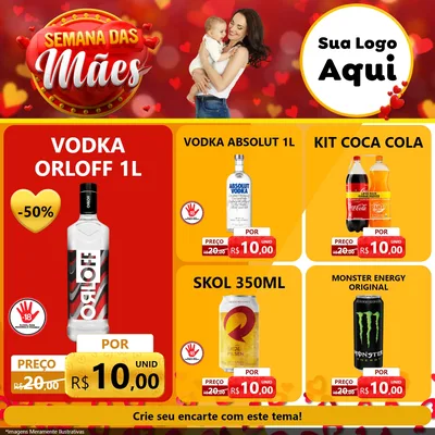 Modelo de Rede Social para Feed Facebook com o tema Semana das Mães para Distribuidora de bebidas