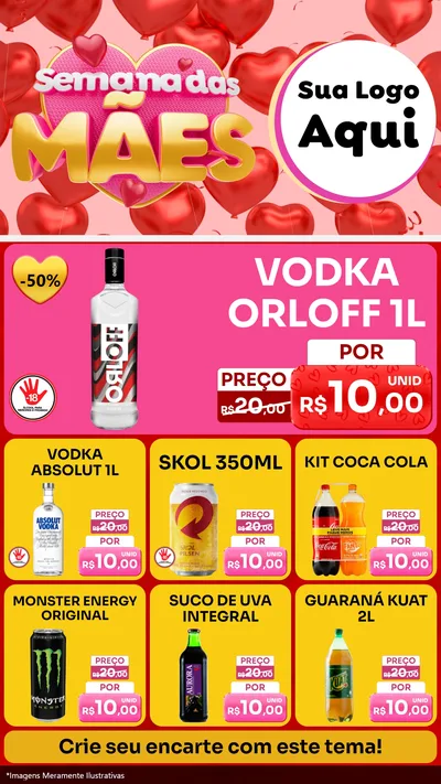 Modelo de Rede Social para Stories com o tema Semana Das Mães para Distribuidora de bebidas