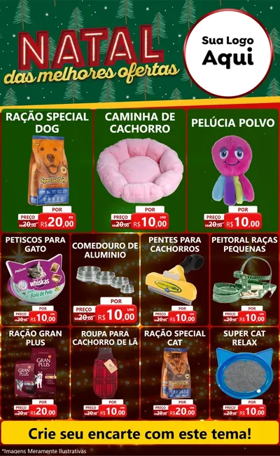 Modelo de Encarte para Encarte Grande com o tema Natal das Melhores Ofertas para Pet Shop