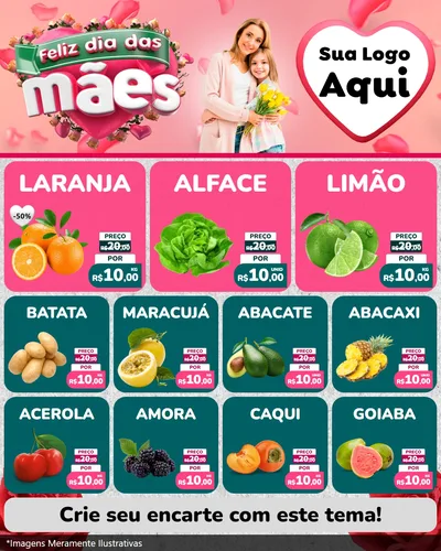 Modelo de Rede Social para Feed Instagram com o tema Feliz Dia das Mães para Hortifrúti
