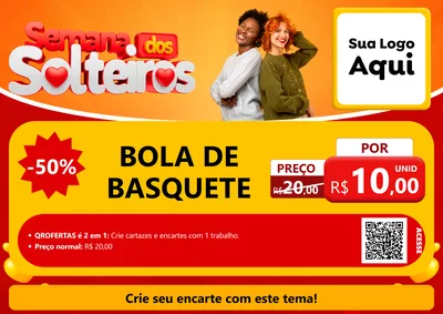 Modelo de Cartaz para Cartaz A4 Horizontal com o tema Semana dos Solteiros para Artigos Esportivos
