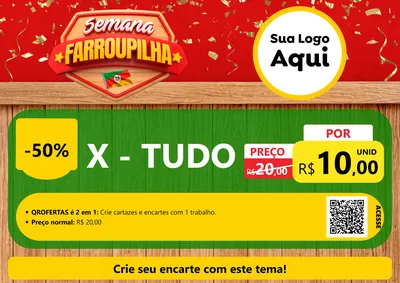 Modelo de Cartaz para Cartaz A4 Horizontal com o tema Semana Farroupilha para Hamburgueria