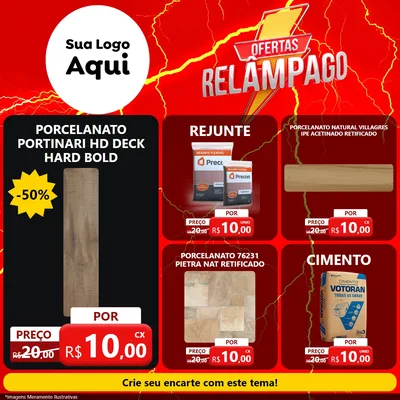 Modelo de Rede Social para Feed Facebook com o tema Ofertas Relâmpago para Pisos e revestimentos