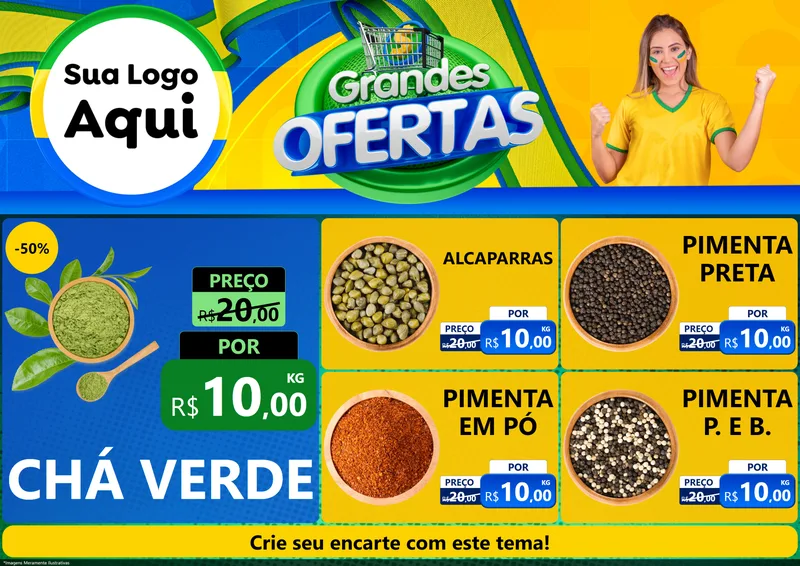 Modelo de Encarte para Encarte A4 Horizontal com o tema Grandes Ofertas para Produtos Naturais