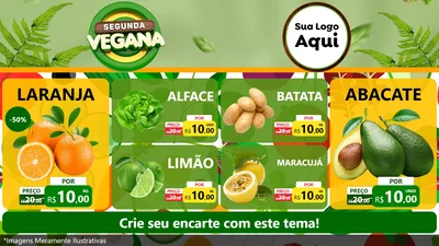 Modelo de TV para TV Horizontal com o tema Segunda Vegana para Hortifrúti