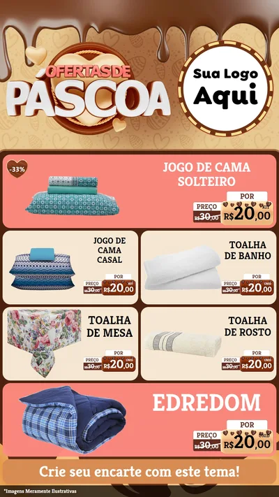 Modelo de TV para TV Vertical com o tema Ofertas de Páscoa para Cama, Mesa e Banho