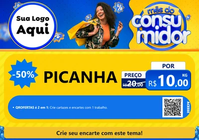 Modelo de Cartaz para Cartaz A4 Horizontal com o tema Mês do Consumidor para Açougue