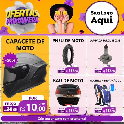 Modelo de Rede Social para Feed Facebook com o tema Ofertas Da Primavera para Moto peças