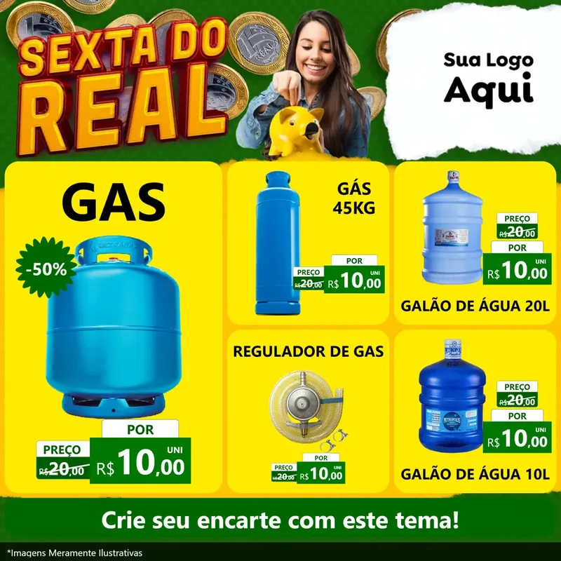 Modelo de Rede Social para Feed Facebook com o tema Sexta do Real para Água e gás