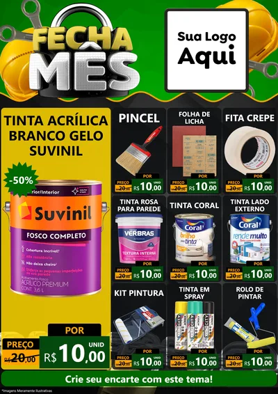 Modelo de Encarte para Encarte A4 Vertical com o tema Fecha Mês para Tintas e Ferramentas