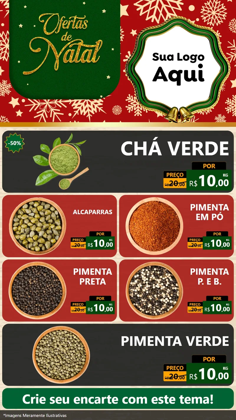 Modelo de TV para TV Vertical com o tema Natal de Ofertas para Produtos Naturais