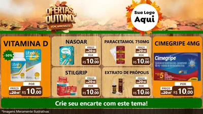 Modelo de TV para TV Horizontal com o tema Ofertas de Outono - Vem, Aproveite! para Farmácia