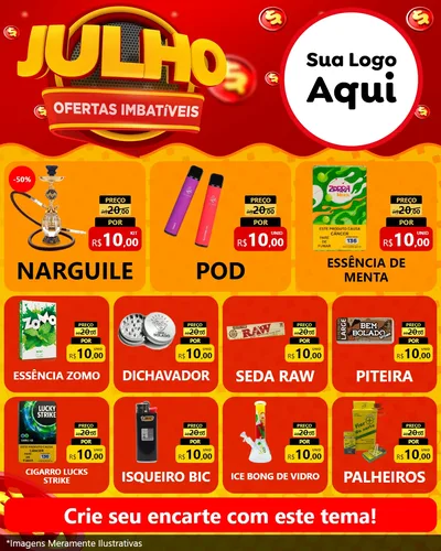 Modelo de Rede Social para Feed Instagram com o tema Julho Ofertas Imbatíveis para Tabacaria