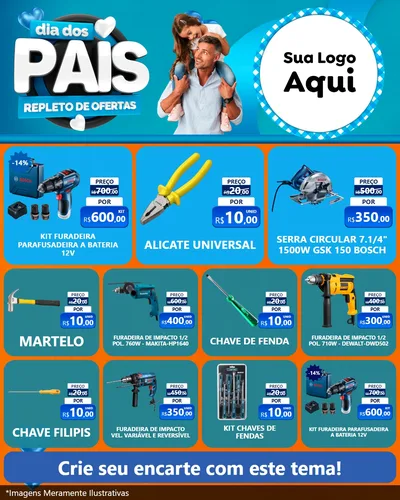 Modelo de Rede Social para Feed Instagram com o tema Dia Dos Pais Repleto de Ofertas para Maquinas e Ferramentas