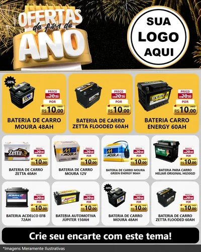 Modelo de Rede Social para Feed Instagram com o tema Ofertas de Fim de Ano para Baterias Elétricas