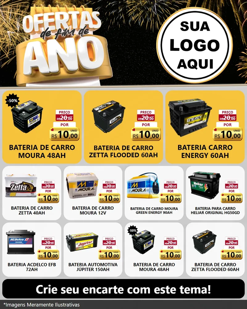 Modelo de Rede Social para Feed Instagram com o tema Ofertas de Fim de Ano para Baterias Elétricas