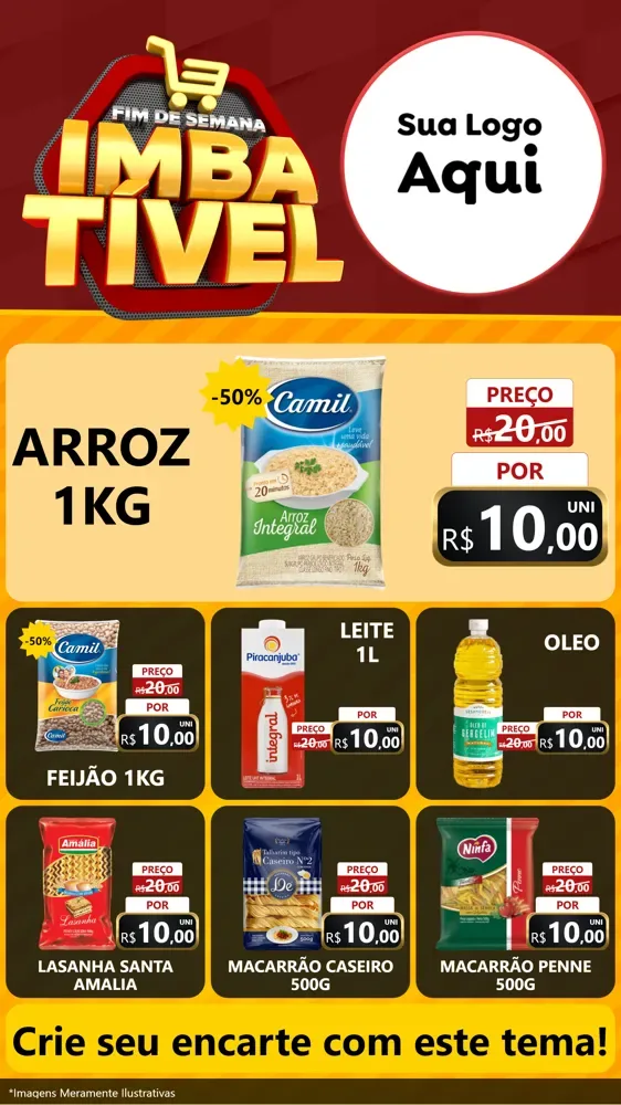 Modelo de Rede Social para Stories com o tema Fim de Semana Imbatível para Supermercado