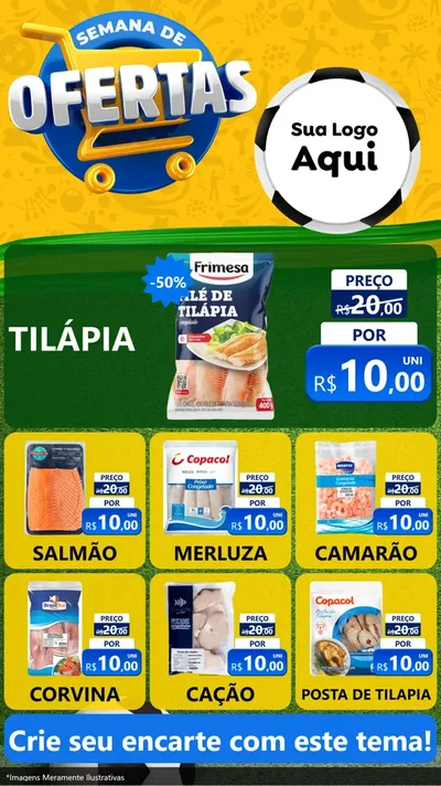Modelo de Rede Social para Stories com o tema Semana de Ofertas - Copa para Peixaria