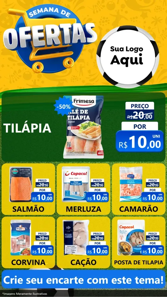 Modelo de Rede Social para Stories com o tema Semana de Ofertas - Copa para Peixaria