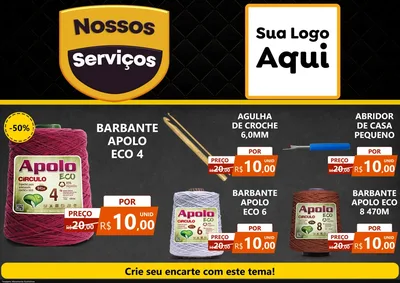 Modelo de Encarte para Encarte A4 Horizontal com o tema Nossos Serviços para Armarinho e Aviamentos