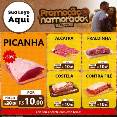 Modelo de Rede Social para Feed Facebook com o tema Promoção Namorados para Açougue