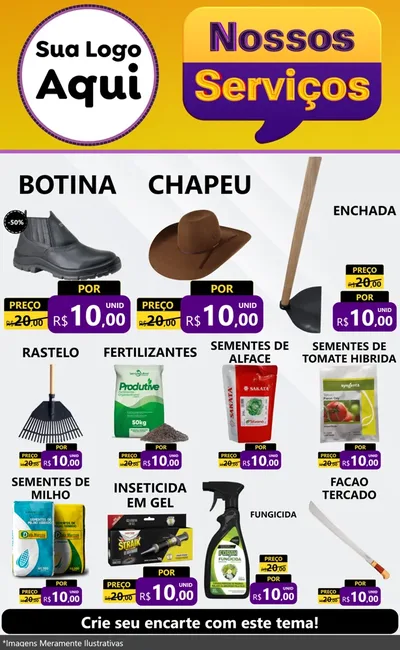 Modelo de Encarte para Encarte Grande com o tema Nossos Serviços para Agropecuária