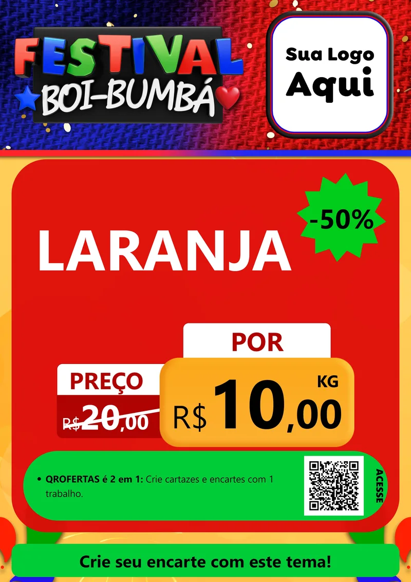 Modelo de Cartaz para Cartaz A4 Vertical com o tema Festival Boi-Bumbá para Hortifrúti