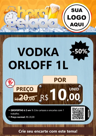 Modelo de Cartaz para Cartaz A4 Vertical com o tema Hora da Gelada para Distribuidora de bebidas