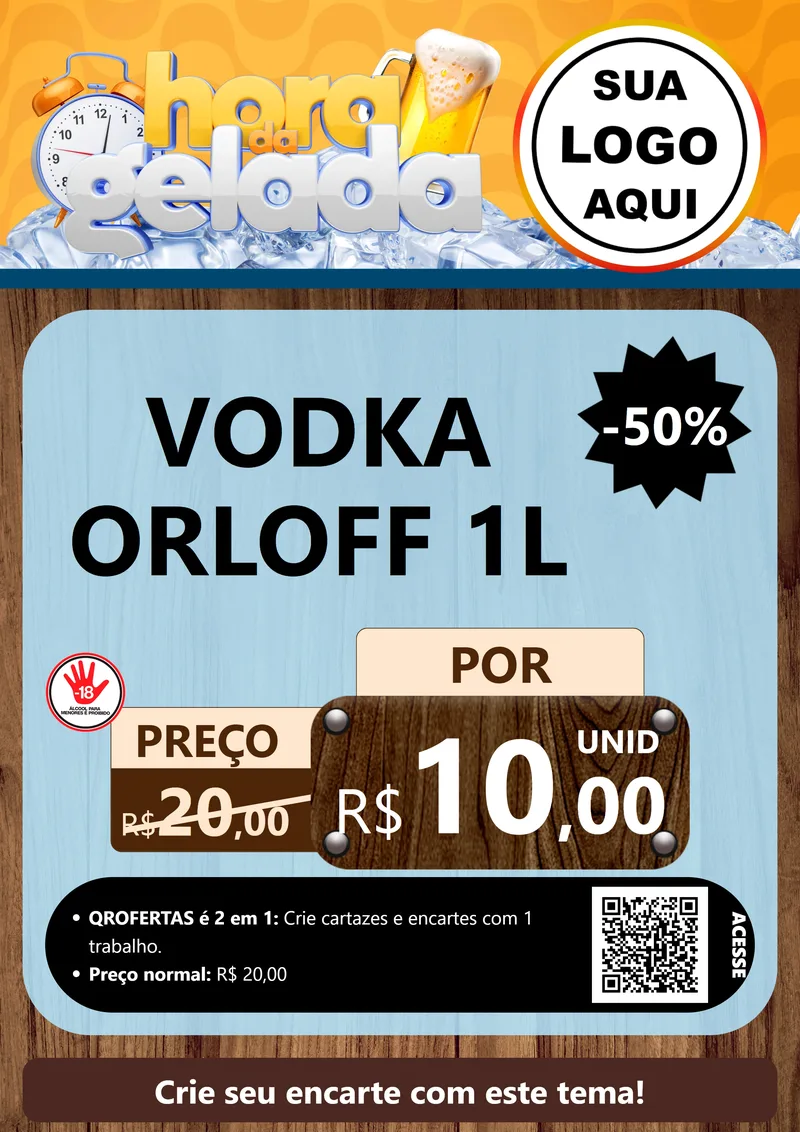 Modelo de Cartaz para Cartaz A4 Vertical com o tema Hora da Gelada para Distribuidora de bebidas