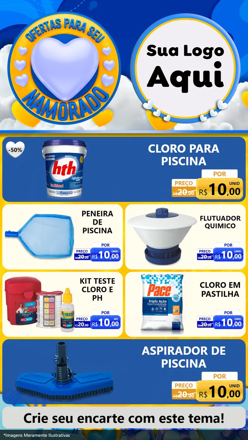 Modelo de TV para TV Vertical com o tema Ofertas Para Seu Namorado para Produtos para Piscina