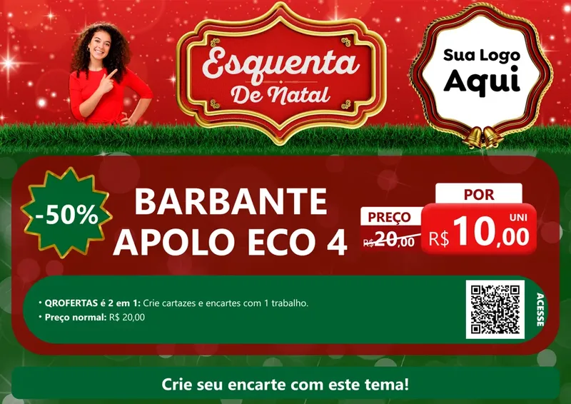 Modelo de Cartaz para Cartaz A4 Horizontal com o tema Esquenta de Natal para Armarinho e Aviamentos