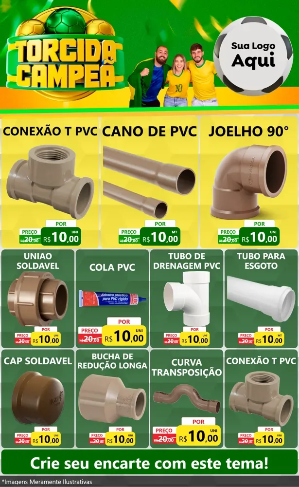 Modelo de Encarte para Encarte Grande com o tema Torcida Campeã - Copa para Tubos e conexões